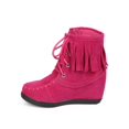 thumbnail image 4 of New Girl Link Gladys-84K Suede Moc Toe Fringe Hidden Wedge Moccasin Bootie 9 - 4, 4 of 5