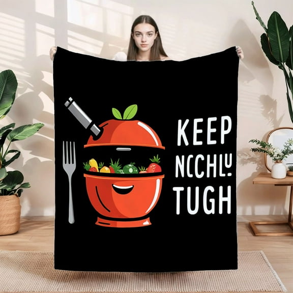 Cozy Flannel Blanket with Colorful Vegetable Pattern - Soft Warm Perfect for Sofa Travel Bed and Chair - Durable Comfort