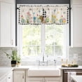 thumbnail image 3 of Easter Egg Bunny Valance and Tier Set of 3,Black White Plaid Window Curtain Rod Pocket Vlances for Kitchen,Spring Floral Retro Linen Privacy Panel Drapes Light Filtering Short Curtains for Bedroom, 3 of 5