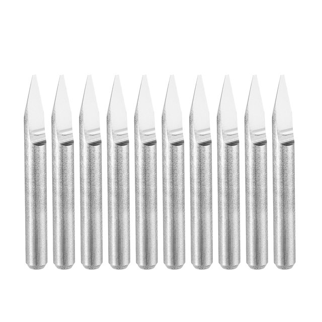 Unique Bargains 1/8' Shank 0.6mm Tip 30 Degree Solid Carbide Wood Engraving Bit CNC Router Tool 10 Pack