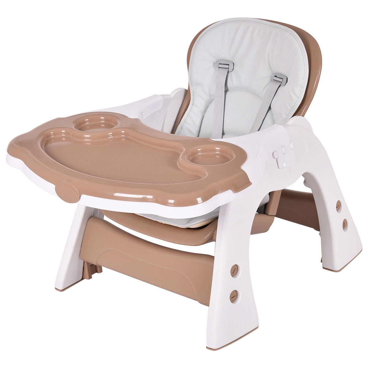 Costway 3 in 1 Baby High Chair Convertible Play Table Seat Booster Toddler Feeding Tray Coffee