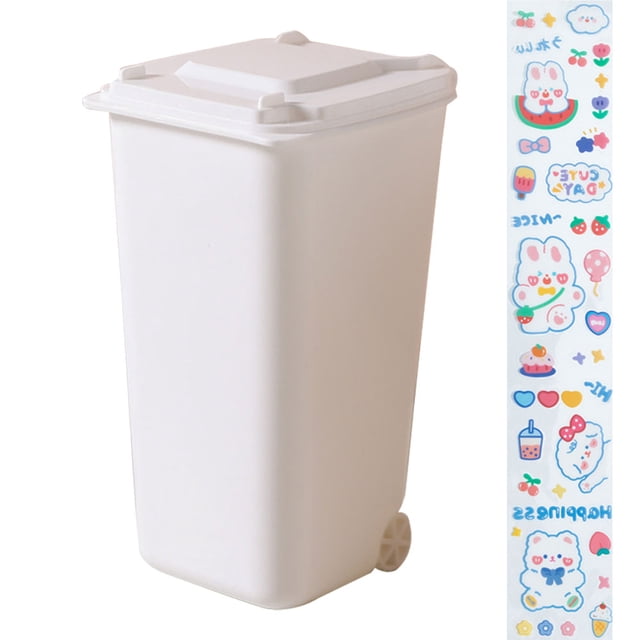 Mini bote de basura en la carretera, soporte para bolígrafo y bote de reciclaje de tamaño pequeño único, organizador de escritorio para lápiz