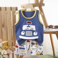 thumbnail image 2 of TOWED22 2 Piece Infant Toddler Boy Clothes Sleeveless Top Tee + Print Elastic Pocket Shorts Summer Outfits(Blue,120.00), 2 of 8