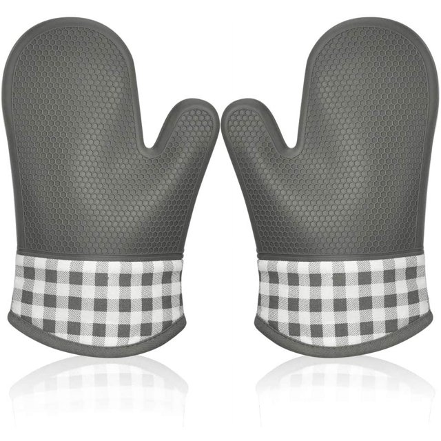 Guante de silicona resistente al calor para horno, guantes para horno, guantes para horno, guantes aislantes, guantes de cocina gruesos para barbacoa, guantes de cocina profesionales, 1 par