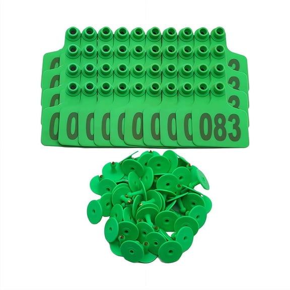 100PCS Plastic Cattle Ear Tags, 001-100 Number Tags  for cattle, goats, pigs, cattle and sheep animal identification ear tags