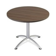 Iceberg iLand Round Hospitality Table Round Top - Powder Coated Silver Base - 1.13" Table Top Thickness x 36" Table Top Diameter - 29" Height - Assembly Required - Laminated, Teak - Particleboard