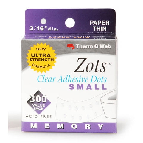 Zots Adhesive Dots Small .18In Diam .015In Thick 300Ct Roll