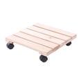 thumbnail image 1 of 1 Pack 25x25 Rouleau de Pot de Fleurs à Roulettes Blanc Base Universelle Roue Amovible Grand Support Rectangulaire Épaissi Châssis Bas, Deux Roues en Bois avec Freins, 1 of 8