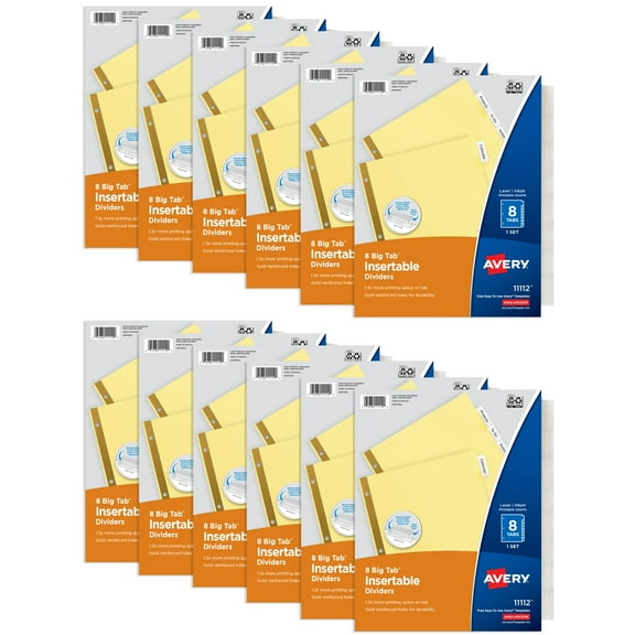Avery Insertable Dividers, 5 Tabs, Clear Big Tab (11112)