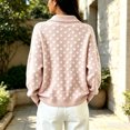 thumbnail image 5 of Women's Polka Dot Knit Sweater Long Sleeve Collared V Neck Casual Pullover Soft Relaxed Fit Fall Sweater, 5 of 5