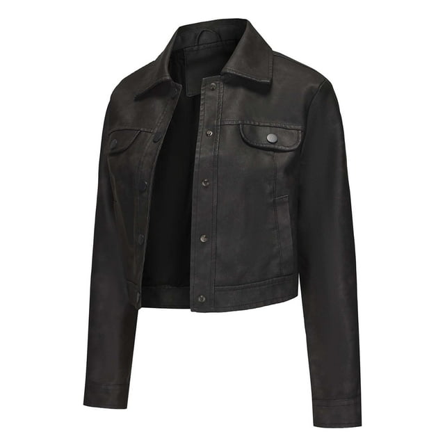 LOVZFMLL Vestes pour Femmes Couleur Unie Courte Veste en Cuir Mince à Manches Longues Veste Décontractée à Capuche