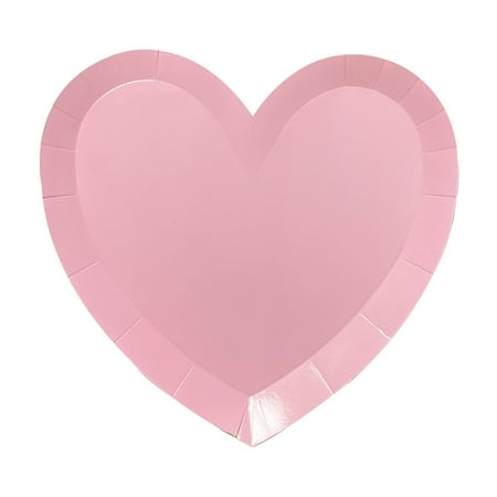 Deeceymbur Valentines Day Disposable Heart Shaped Paper Tray Macaron Single Color Party Decorations Wedding Tableware Romantic Celebration Plates
