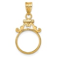 thumbnail image 4 of FJC Finejewelers 14 kt Yellow Gold French Scroll 14.0mm x 1.1mm Screw Top Coin Bezel Pendant, 4 of 6