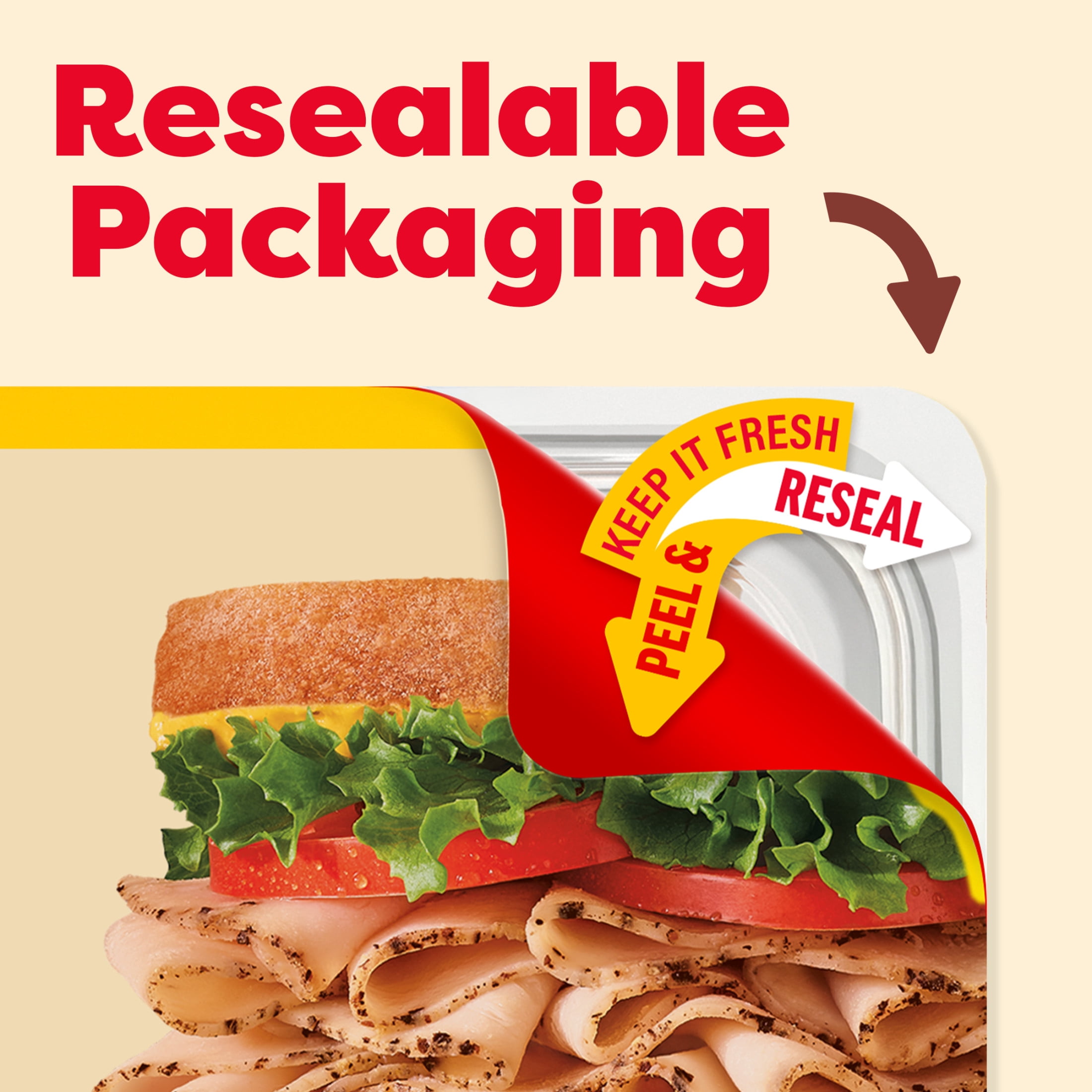 Oscar Mayer Deli Fresh Sliced Deli Meat, for Sandwiches and Easy Lunches, Black Pepper Turkey Breast, No Artificial Preservatives, 16 oz