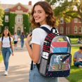 thumbnail image 3 of ZIATUBLES Heavy Duty Clear Backpack 17 Inch, Fabric & PVC Transparent Bookbag with American Liberty Eagle Print, Sturdy See Through Backpack Easy to Clean for Work, School & Stadium, 3 of 7