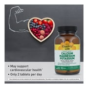 Country Life Target Mins - Calcium Magnesium Potassium Bone & Heart Health Supplement, 1000mg Calcium, 500mg Magnesium, Supports Calcium Utilization, 90 Tablets – Certified Gluten Free & Vegan