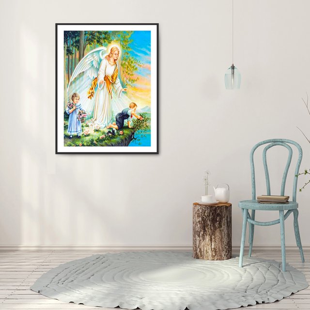 Cuadros Decorativos 5D diamante pintura ángel y niños taladro redondo completo DIY manualidades mosaico imágenes Ndcxsfigh Nuevos Originales