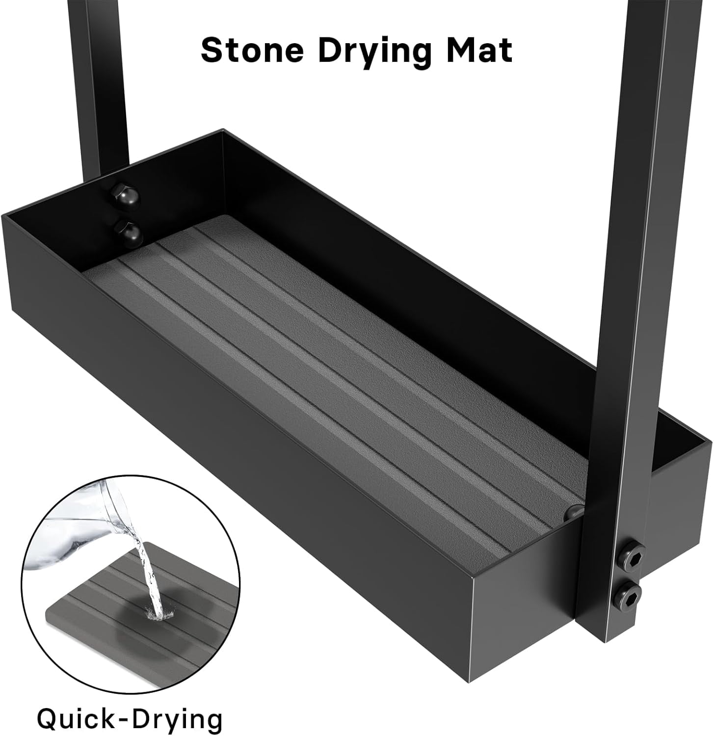 Umbrella Stand with Drying Stone, Steel Holder Rack, Organizer for Entryway, Mudrooms, Office, Black