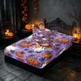 thumbnail image 4 of Homewish Halloween Ghost Pumpkin Twin Sheets, Spider Web Bedding, Purple Orange Black, 3pcs (1 Flat Sheet, 1 Fitted Sheet and 1 Pillowcase), 4 of 6