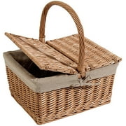 Nantucket Bicycle Basket Co. Steps Beach Rectangle Picnic Basket with QRS, Natural