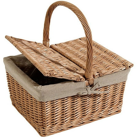Nantucket Bicycle Basket Co. Steps Beach Rectangle Picnic Basket with QRS, Natural