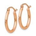 thumbnail image 2 of Real 14kt Yellow Gold Polished 2mm Lightweight Tube Hoop Earrings; for Adults and Teens; for Women and Men, 2 of 4