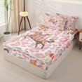 thumbnail image 2 of Homewish Pink Leopard Cowgirl Horse Cactus Print Zipper Twin Comforter Sets with Fitted Sheet and 2 Pillowcases,Western Style Zipper Bedding Set For Girls,Reversible,4-Piece, 2 of 7