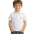 thumbnail image 2 of DAETIROS Boys Short Sleeve White Cotton Polo Shirt with Sailboat Embroidery Casual Summer Top School Uniform,Size 4-5 T, 2 of 6