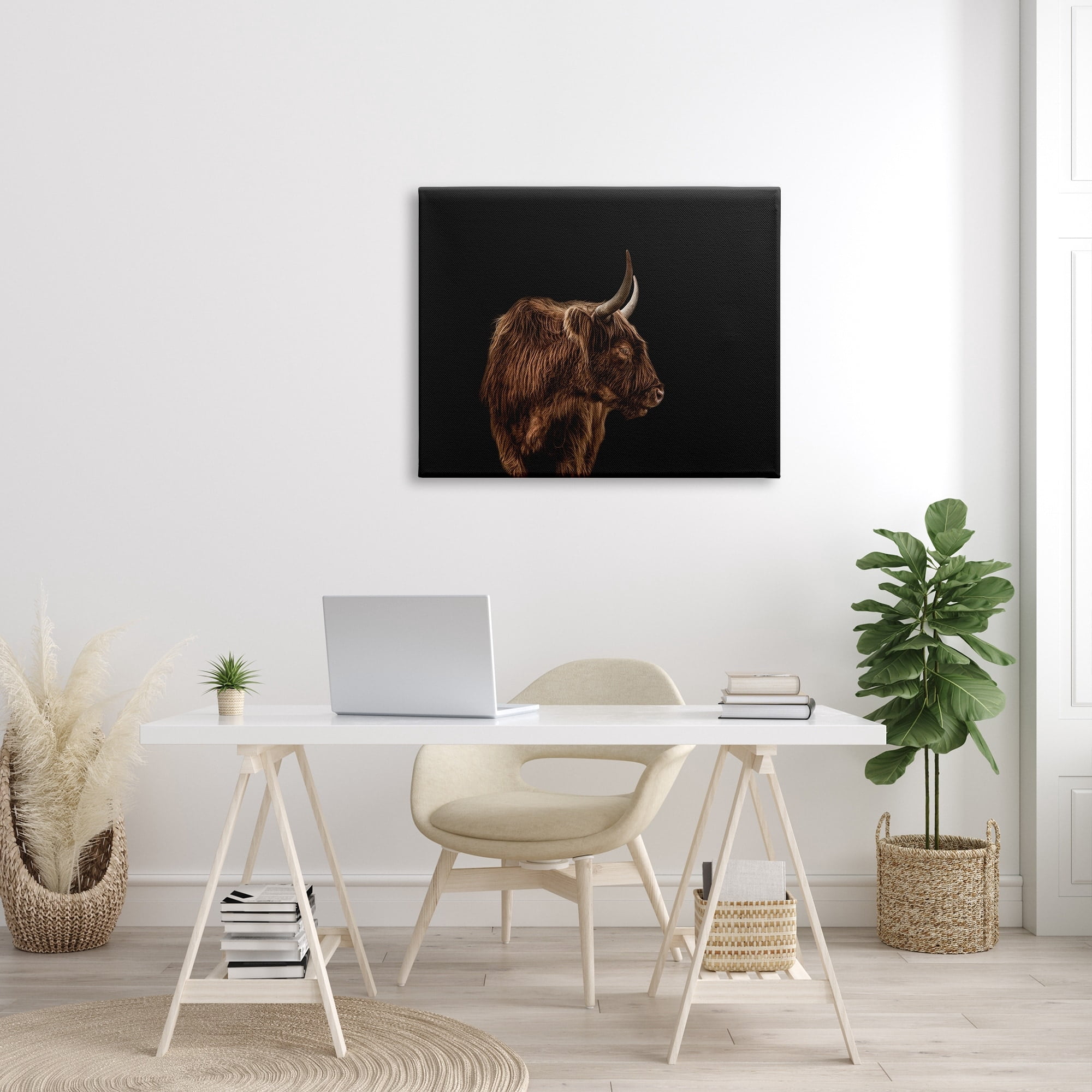 Stupell Industries Cattle Side Portrait Minimal Modern Farm Animals & Insects Photography Gallery Wrapped Canvas Print Wall Art, 30 x 40