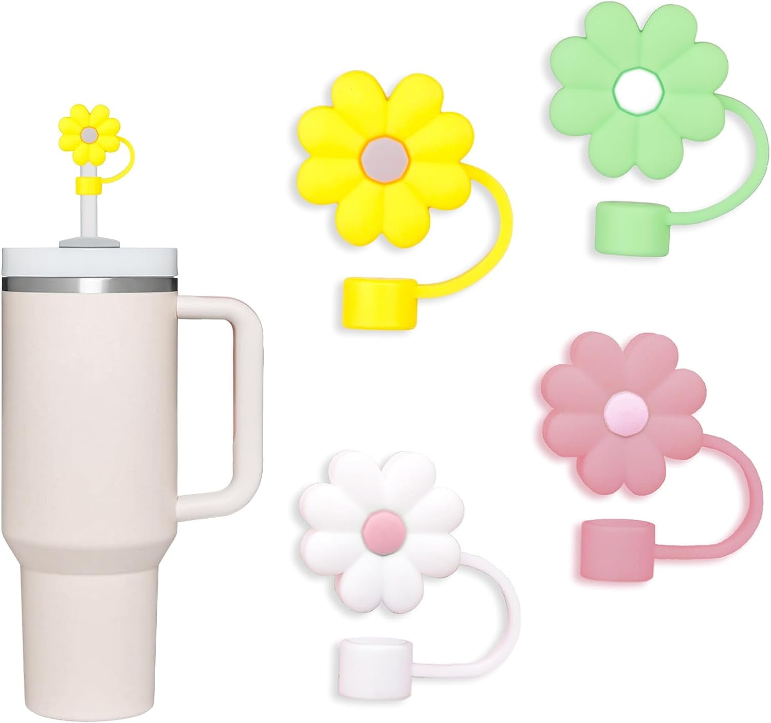 Flower Straw Covers, 4-Pack $5.99 (Reg. $8) - $1.50 Each, Fits 10mm Straws,  Compatible with 40 oz & 30 oz Stanley Cups - Fabulessly Frugal