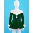 thumbnail image 5 of ZDHoor Girls Miss Santa Costume Christmas Theme Party Velvet Long Sleeve Pompoms Dress Green 14, 5 of 7