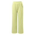thumbnail image 4 of Gyexs Travel Pants Women Petite High Waist Yoga Pants Loose Wide Leg Palazzo Trousers with Pockets, #03 Light Green, Size L, 4 of 6