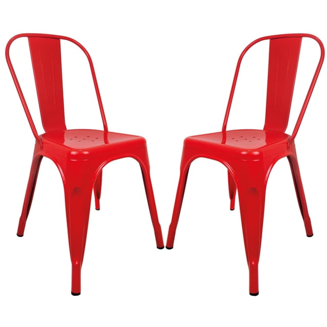 Silla Tolix Blanco Metal 2 Pzas Comedor Restaurante Exterior rojo