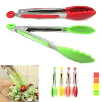 2 Silicone Kitchen Tongs Stainless Steel Non-Stick Tip Heat Resistant Cook Serve