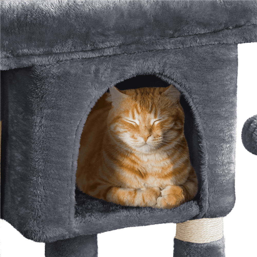 Renwick 23in 2-Level Cat Tree Condo with Scratch Posts, Dark Gray