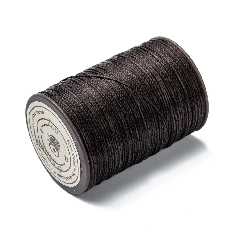 5rolls Round Waxed Polyester Thread String Micro Macrame Cord Twisted Cord for Leather Sewing Stitching Dark Coffee 0.55mm about 131.23 yards(120m)/roll