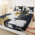 thumbnail image 3 of jejeloiu Graffiti Geometric Design Bed Sheets,Gray Black Gold King Sheets For Adult 4pcs, 3 of 7