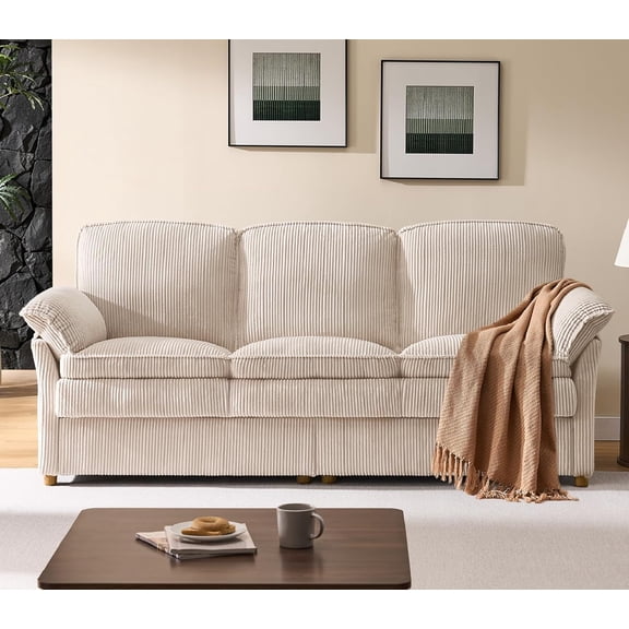 Soft Pillow-Top Couch with Dual-Layer Seat Cushions for Cloud-Like Comfort
