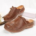 thumbnail image 5 of Mules for Women Thick Sole Orthopedic Sandals Splice Leather Closed Round Toe Hollow out Slip on Slides Walking Shoes Brown Size 7.5, 5 of 7