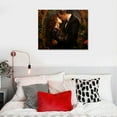 thumbnail image 4 of MLJA Romantic Love Wall Aesthetic Art - Couple in The River, Rose Umbrella And High Heels Painting On Canvas Wall Art Poster Scroll Picture Print Living Room Walls Decor Home Posters, 4 of 4