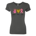 thumbnail image 3 of Peace Love Breast Cancer Awareness Breast Cancer Awareness Womens Slim Fit Junior Tee, Dark Grey, Large, 3 of 5