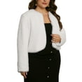 thumbnail image 4 of CURVY GLAM Women's Plus Size Faux Fur Coats Jacket Open Front Long Sleeve Winter Warm Shaggy Parka Coat 2X White, 4 of 6