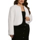 thumbnail image 4 of CURVY GLAM Abrigos de Piel Sintética para Mujeres Talla Grande Chaqueta Abierta de Manga Larga Invierno Cálido Abrigo Despeinado 3X Blanco, 4 of 6