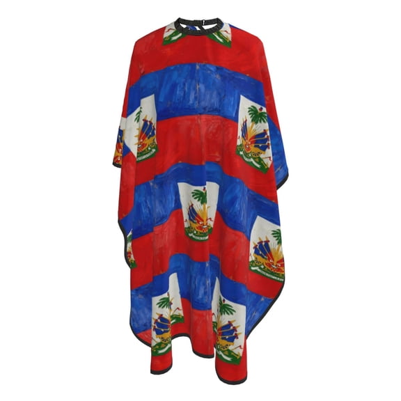 Haitian Flag Barber Salon Hair Cutting Cape with Adjustable Closure Hairdressing Haircut Capes 55x66 In