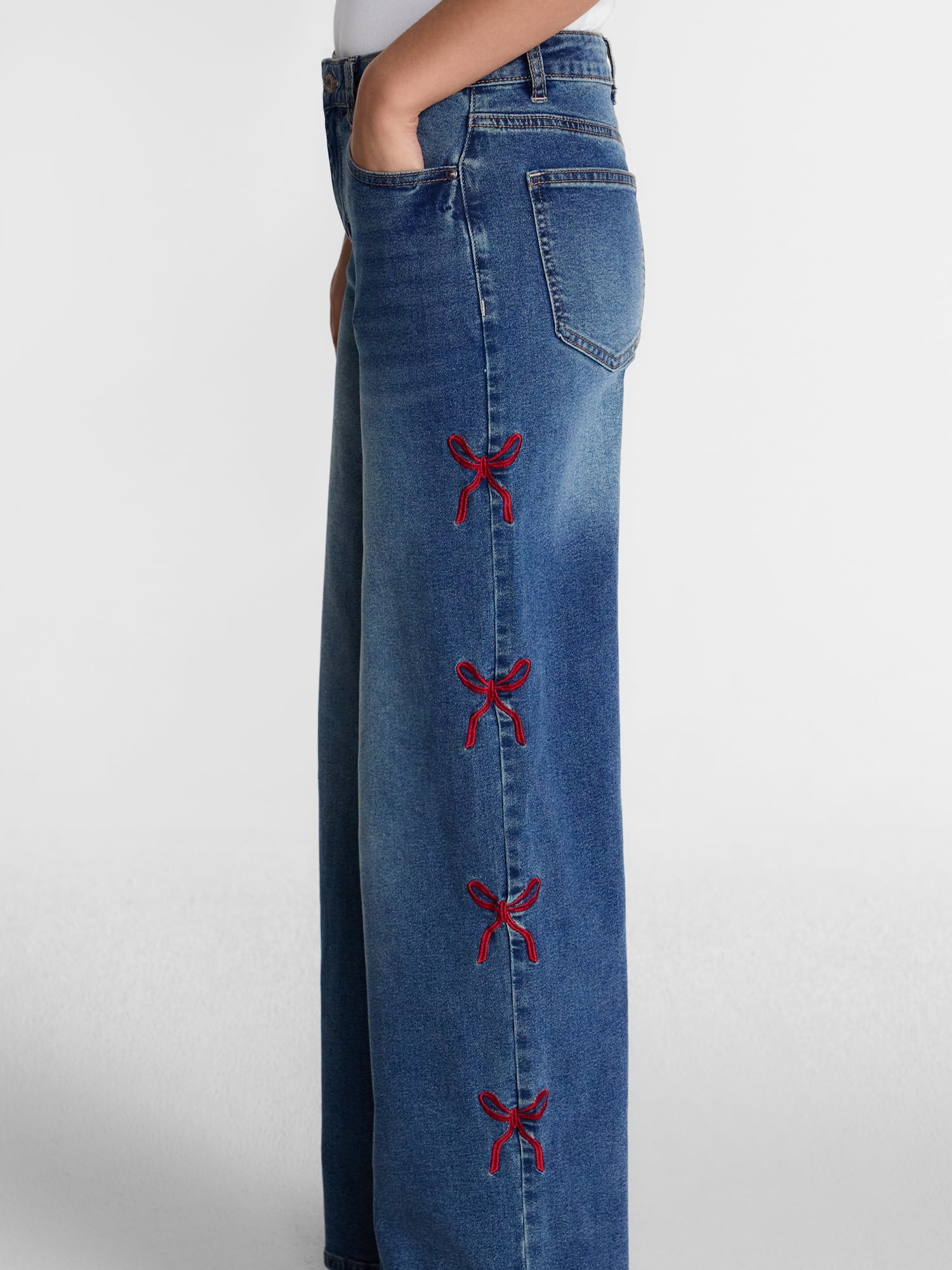 Madden NYC Women’s Ultra 90's Jeans with Bow Embroidery, 32'' Inseam, Sizes 00-18