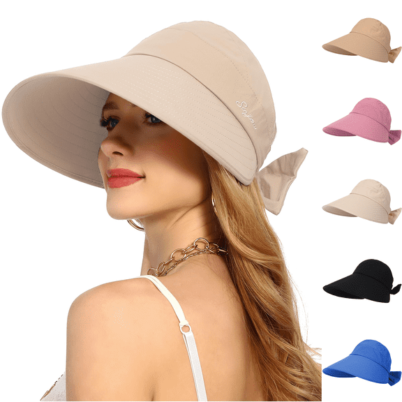 Breezora Womens Wide Brim Sun Visor Hat Summer Packable Cap for Travel Beach Outdoor