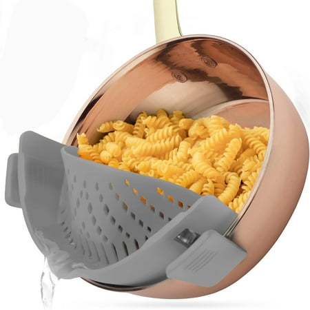 

Clip on Strainer for Pots Pan Pasta Strainer Noodle Strainer Silicone Food Strainer Hands-Free Pan Strainer Clip-on Kitchen Food Strainer for Spaghetti Pasta Ground Beef Fits All Bowls and Pots