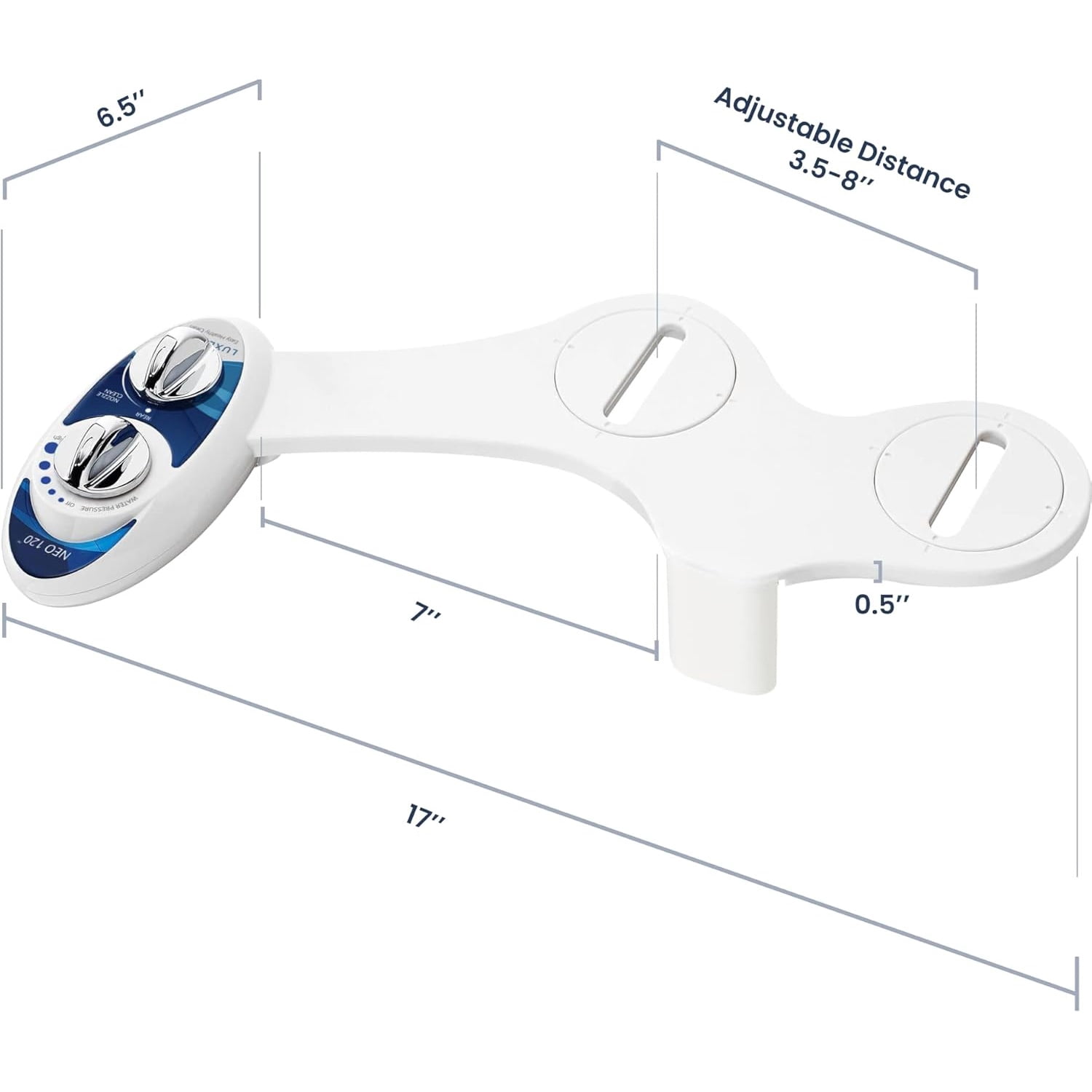 Single Nozzle, Self-Cleaning, Non-Electric Bidet Attachment for Toilet Seat, Adjustable Water Pressure, Rear Wash (Blue)