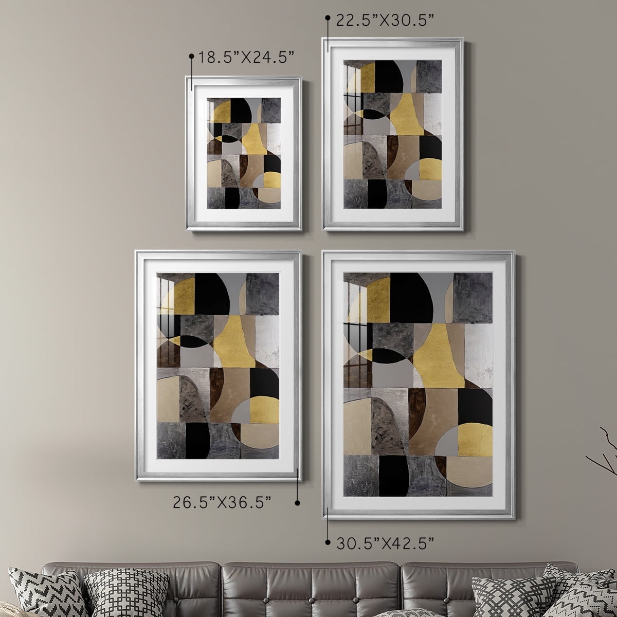 Wexford Home Neutral Framework I Premium Framed Print, 26.5" x 36.5" - Ready to Hang, Silver (Set of 2)