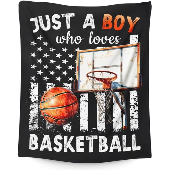 Blanket for Boys Basketball Throw Blanket Gifts for Kids Teens Adults, 60x50 Inches Cute Flannel Blankets Gift for Son Lightweight Throws for Couch Sofa Bed